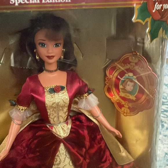 NEW Disney Belle Beauty & the Beast Christmas Barbie plus Ornament - Picture 6 of 13